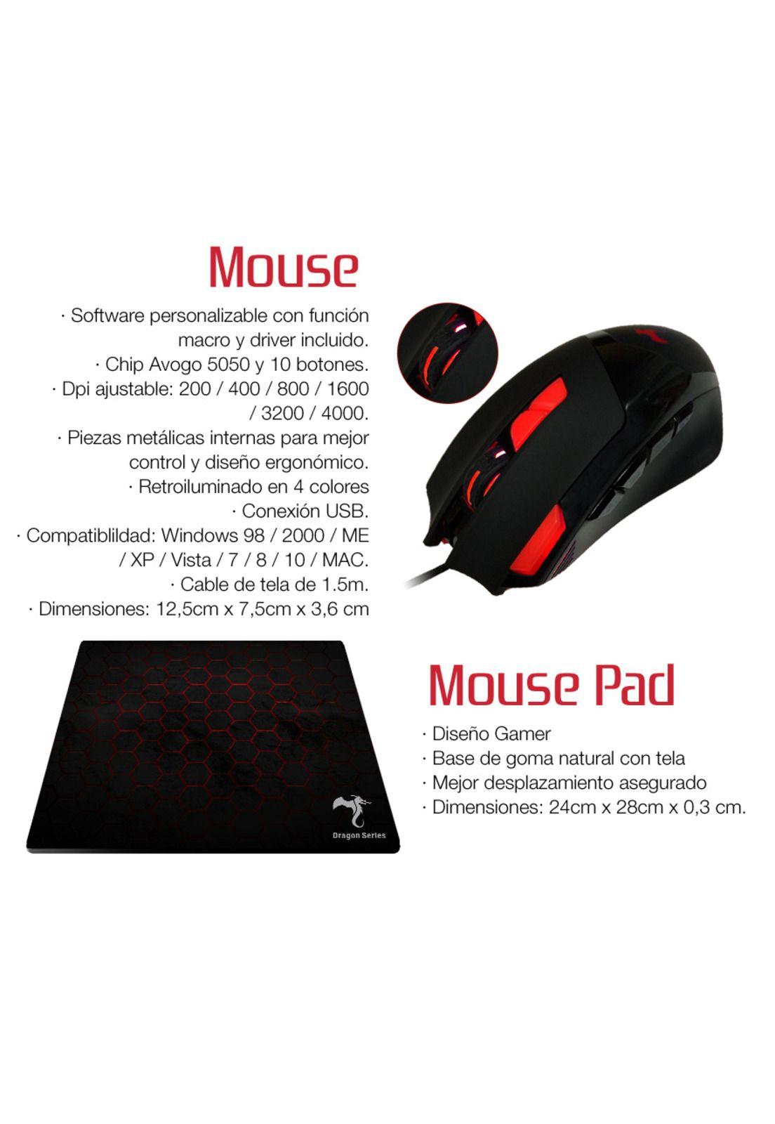 Kit Gamer Kolke Scorpion mouse + pad mouse 4000dpi luces-2