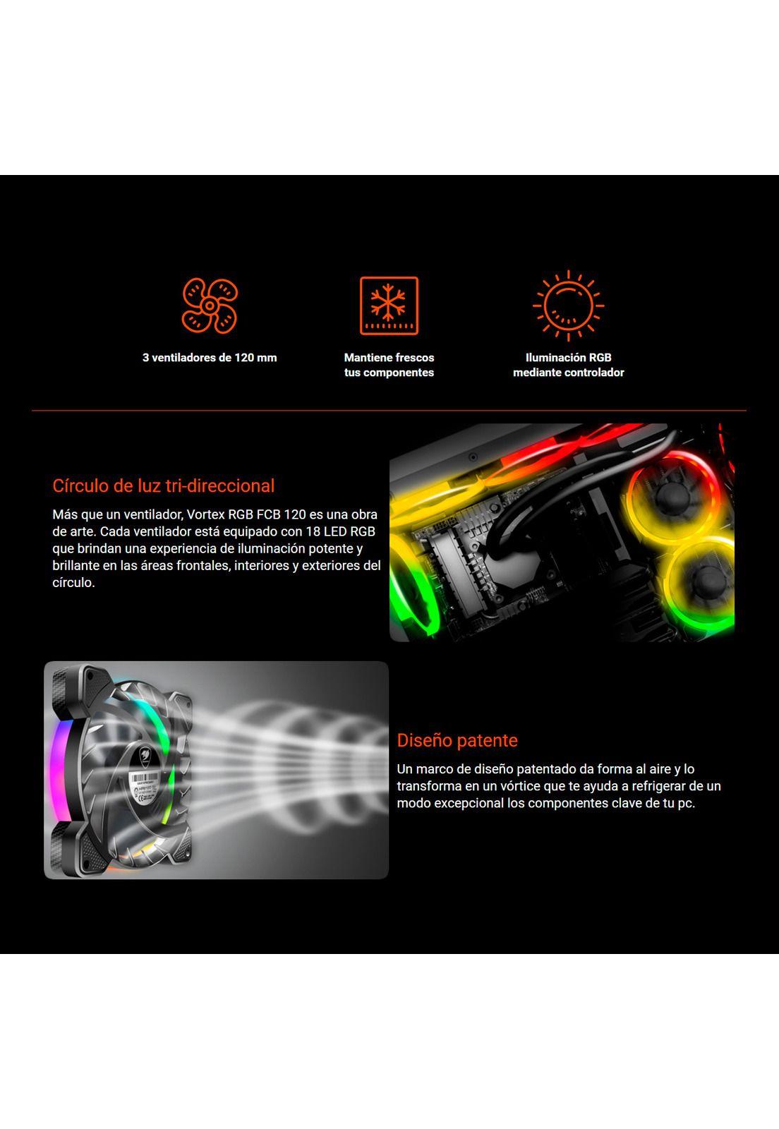 Kit Ventiladores Cougar Vortex Fcb 120mm Rgb-3