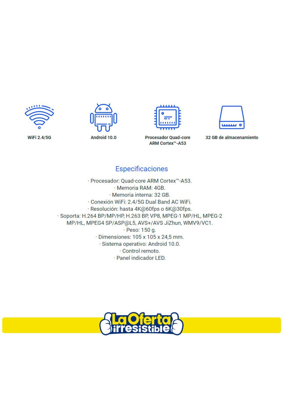 Smart Tv Box Kolke Android 10.0 UHD 4K 4GB 32GB WiFi Bluetooth-2