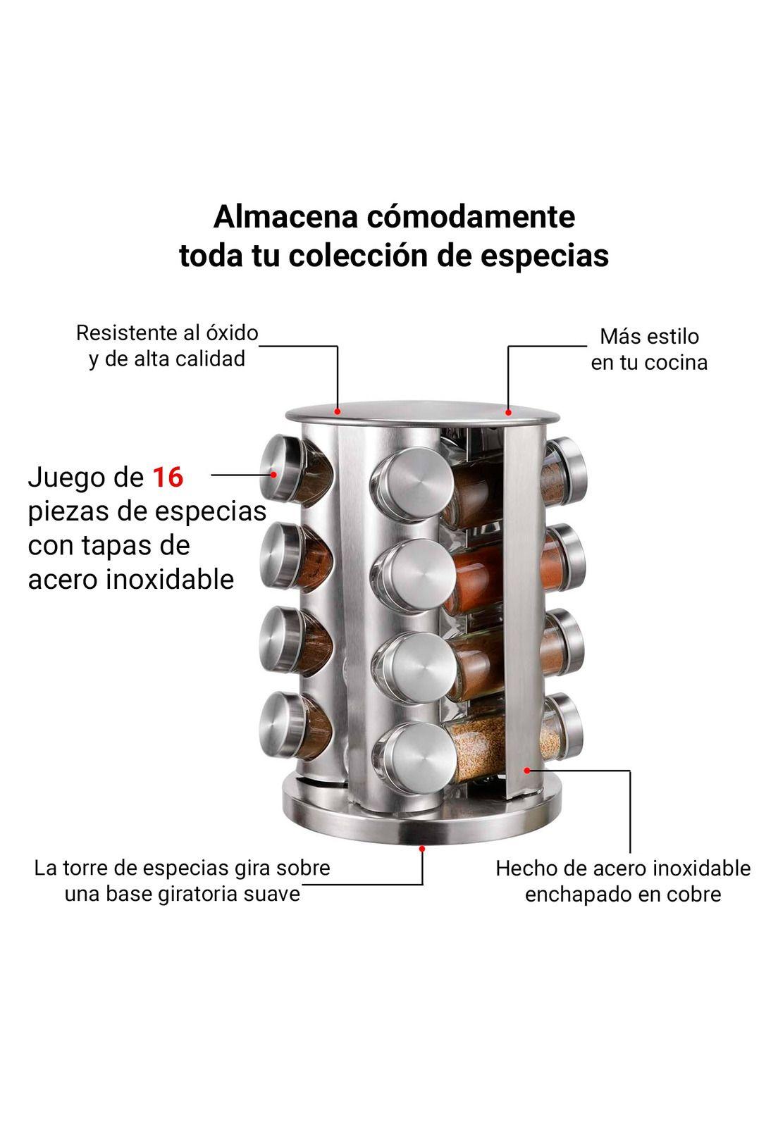 Set de 16 Especieros Croix Base Giratoria Acero Inoxidable-2