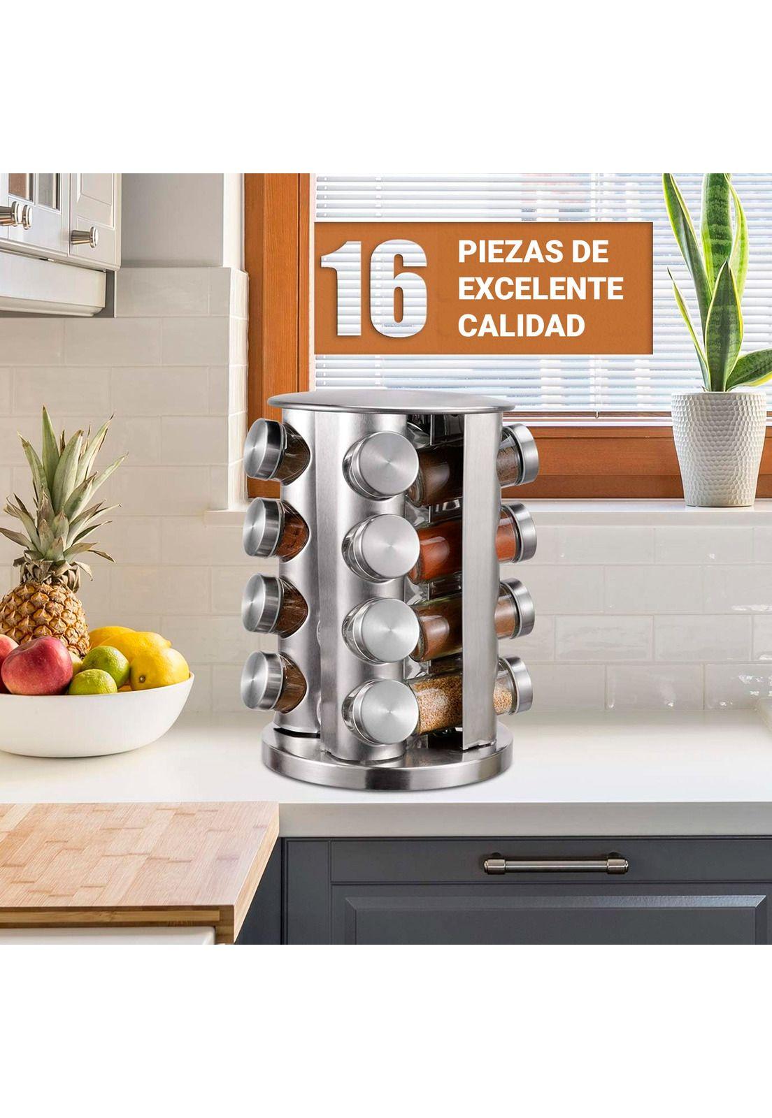 Set de 16 Especieros Croix Base Giratoria Acero Inoxidable-5