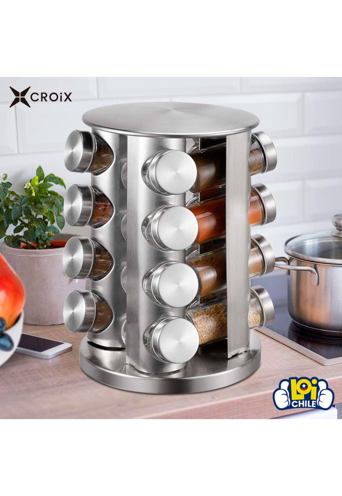 Set de 16 Especieros Croix Base Giratoria Acero Inoxidable-9