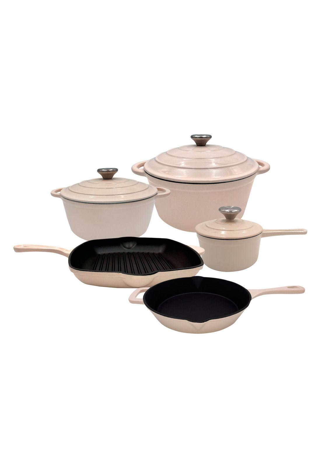 Batería de Cocina Hierro Fundido Antiadherente 5 Piezas Keep-0