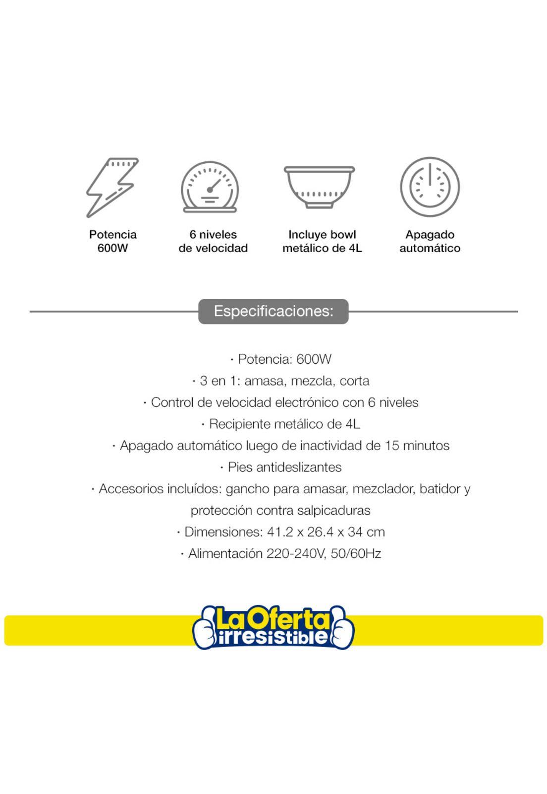 Batidora Planetaria MIDEA 600W 4L 6 Velocidades-2