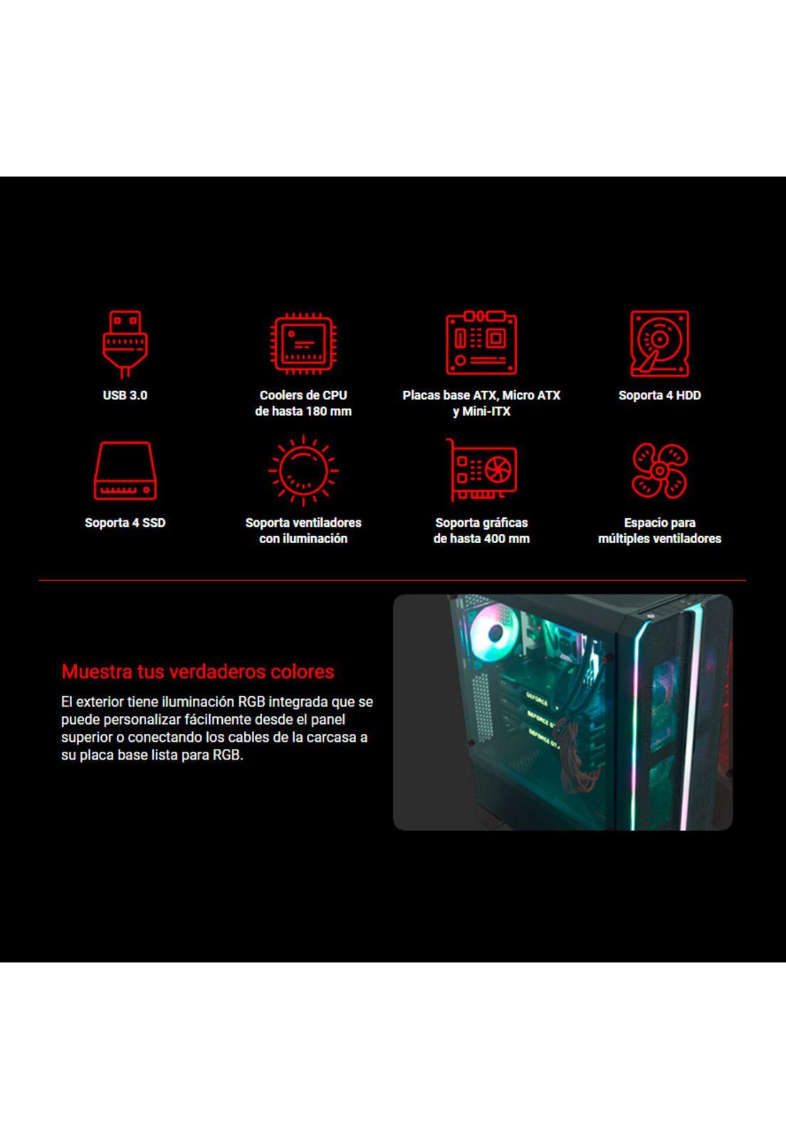 Gabinete Gamer Riotoro CR1288TG Full Tower RGB Vidrio Templado-2