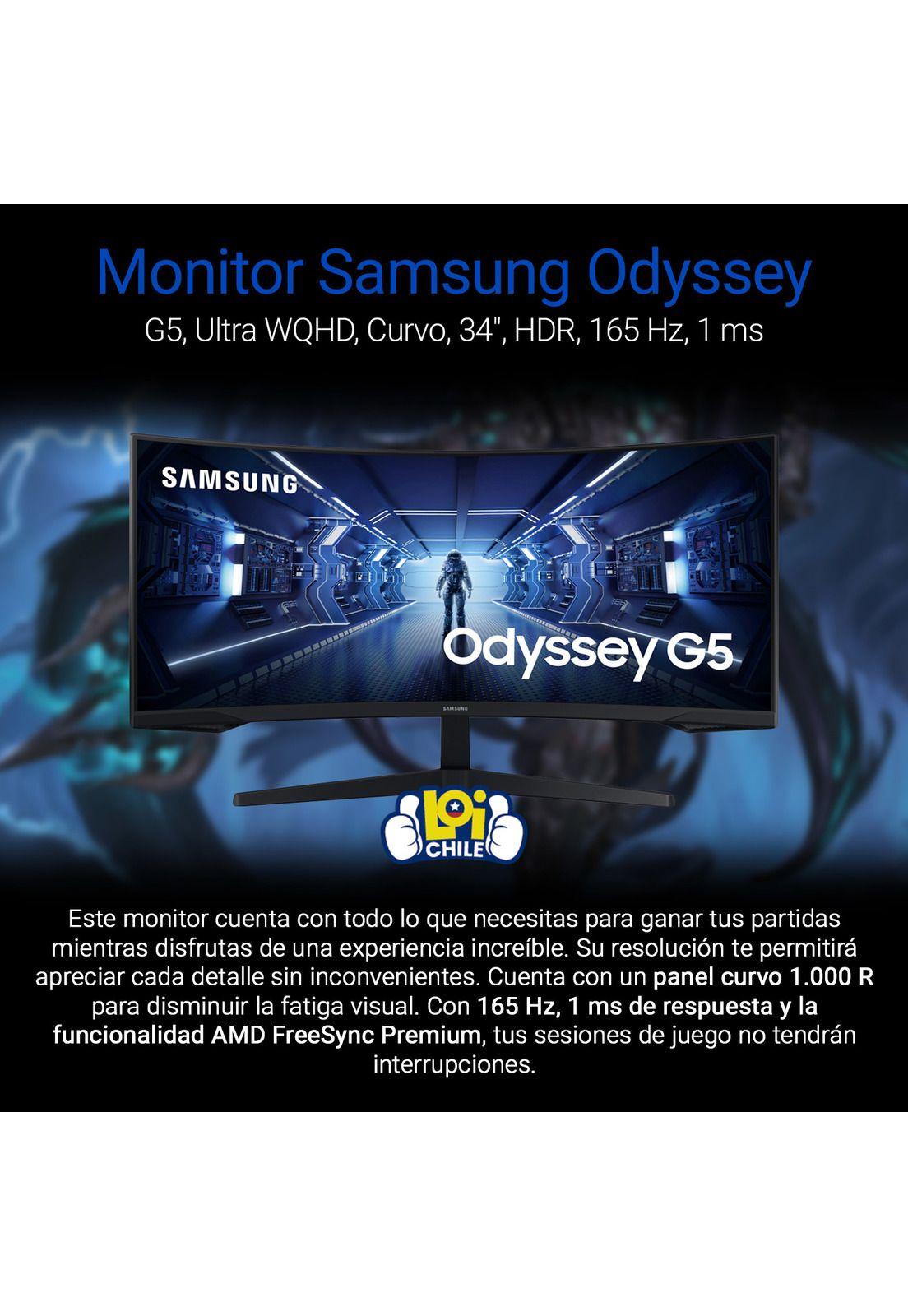 Monitor Curvo Gamer Samsung Odyssey G5 34' Ultra Wqhd 165HZ 1ms-1