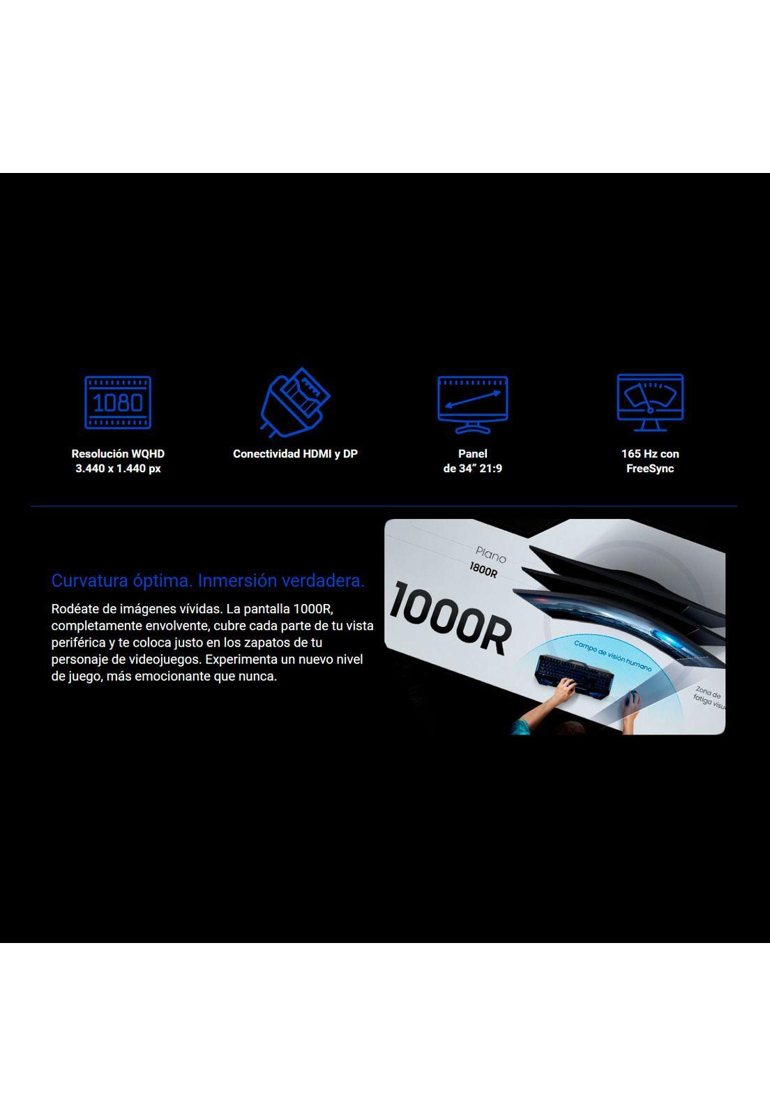 Monitor Curvo Gamer Samsung Odyssey G5 34' Ultra Wqhd 165HZ 1ms-2