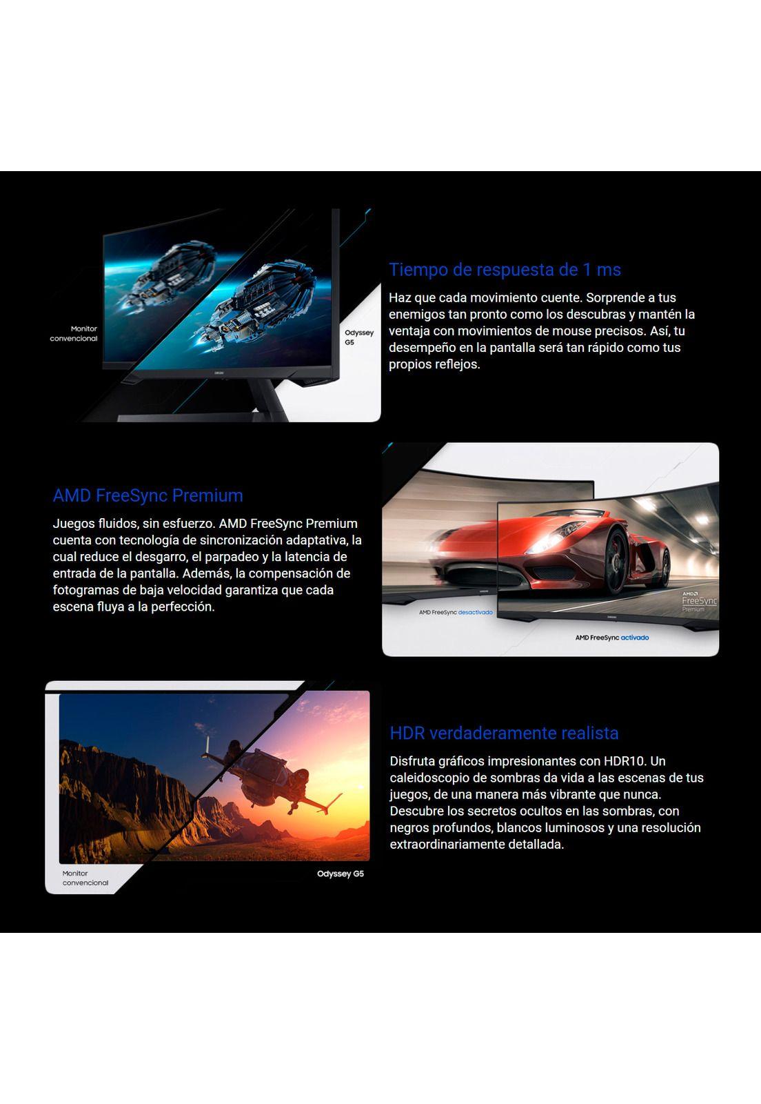 Monitor Curvo Gamer Samsung Odyssey G5 34' Ultra Wqhd 165HZ 1ms-4