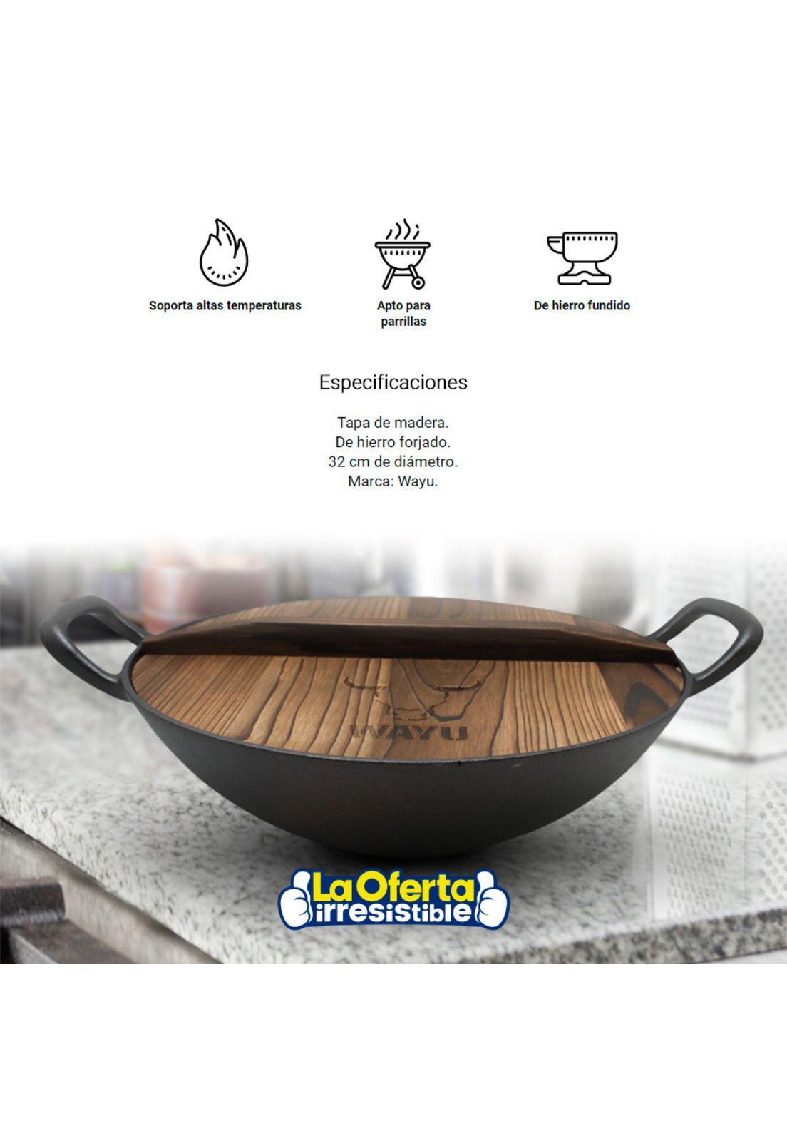Wok Con Tapa Wayu De Hierro Forjado 32 Cm-2