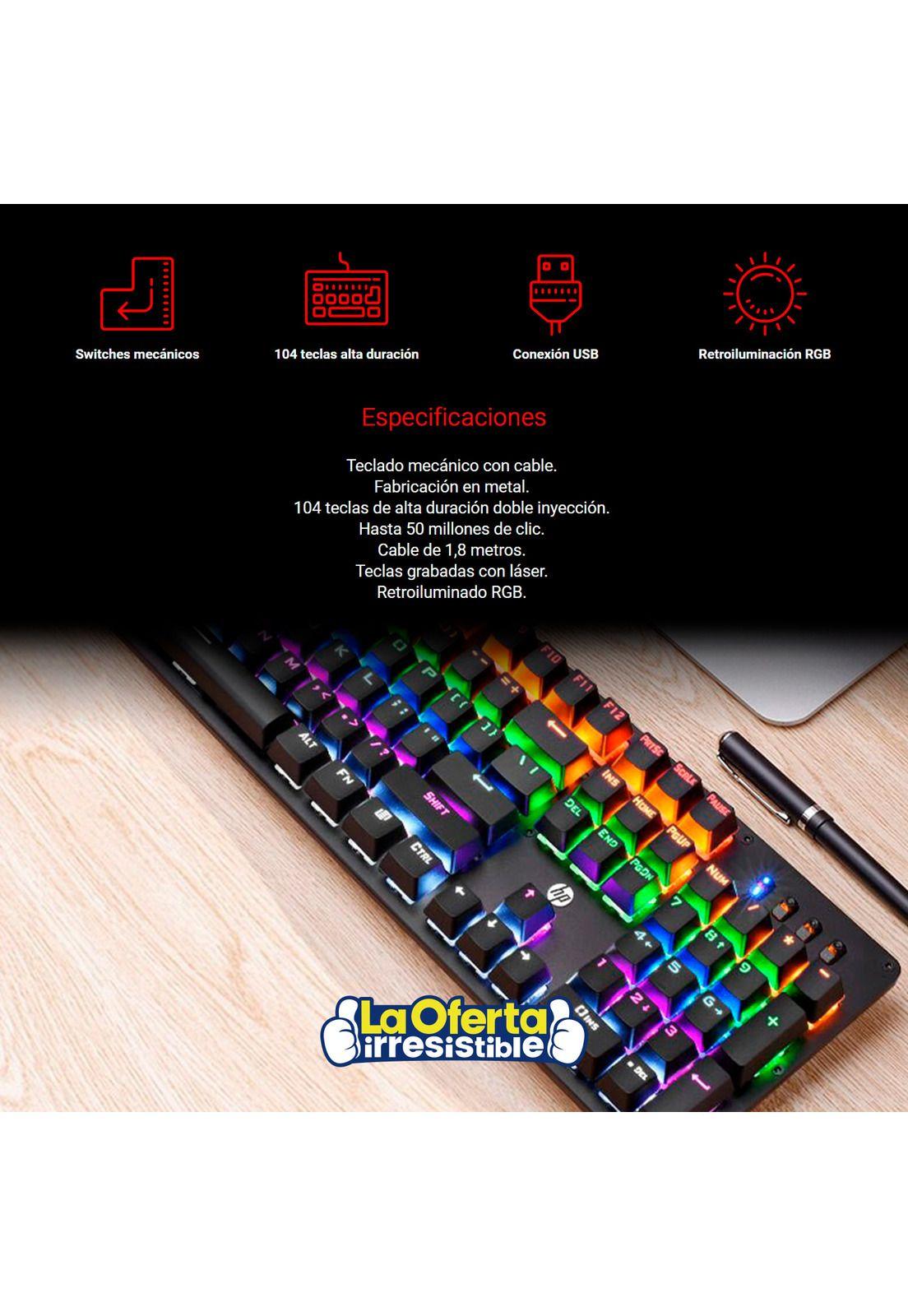Teclado Mecanico Gamer HP Gk100 RGB-2