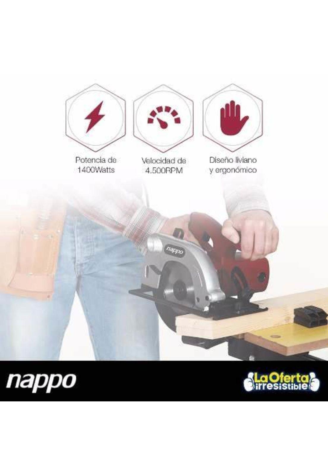 Sierra Circular Nappo Para Hoja De 7  1400w Garantia Loi-2