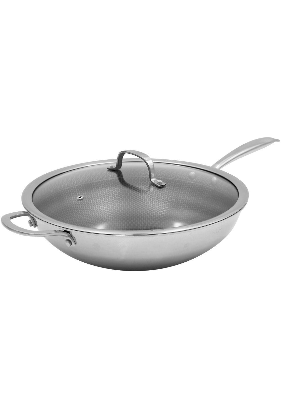 Wok Antiadherente con Tapa Keep Acero Inox Cocina 32cm-0