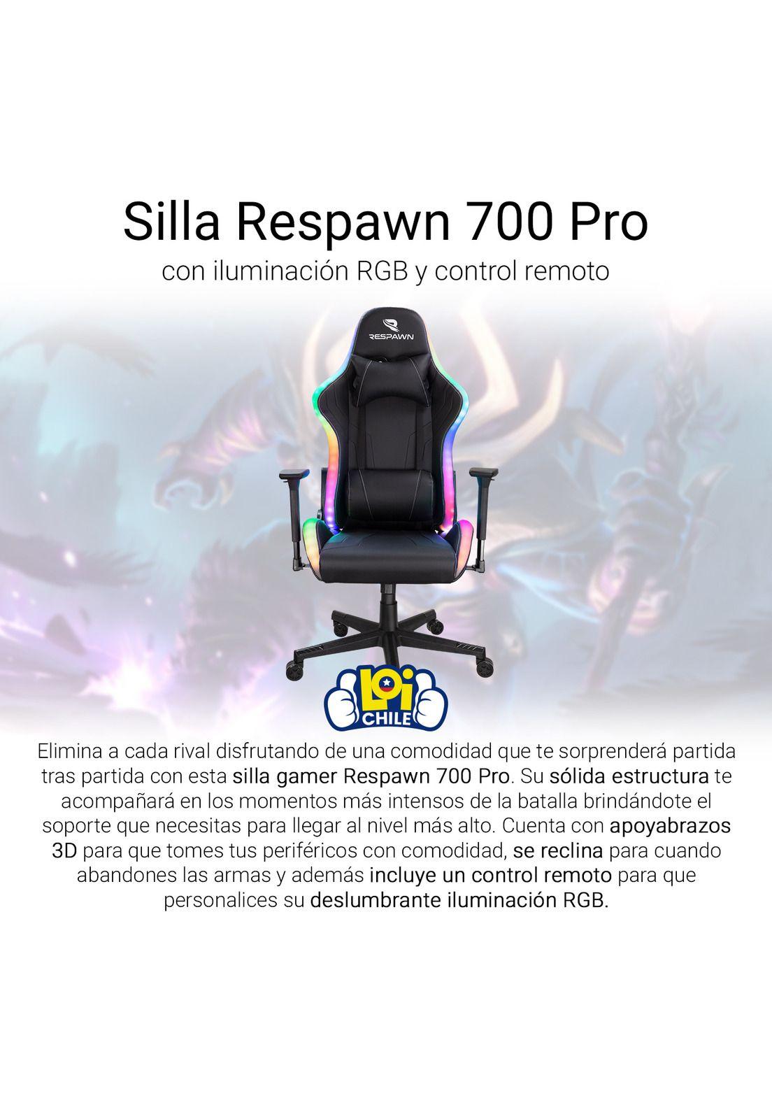 Silla Gamer Respawn 700 Pro RGB Negra Ergonómica Reclinable-1