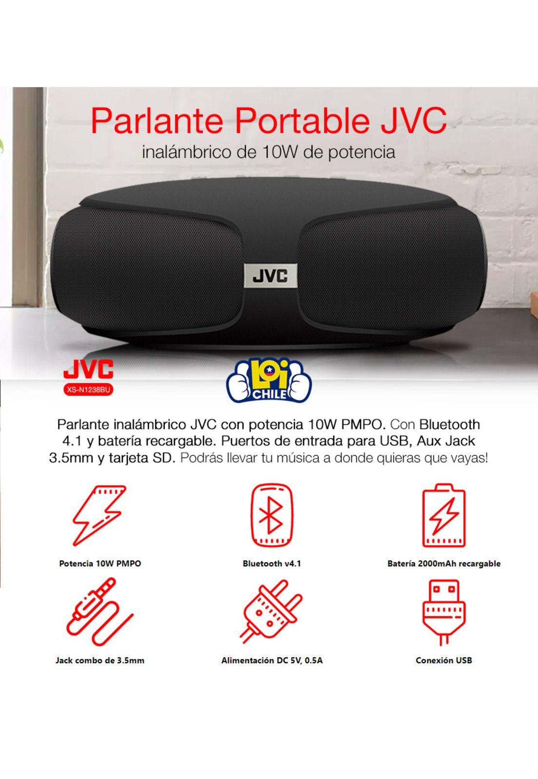 Parlante Inalámbrico JVC Portátil 10W Recargable Bluetooth Jack USB-1