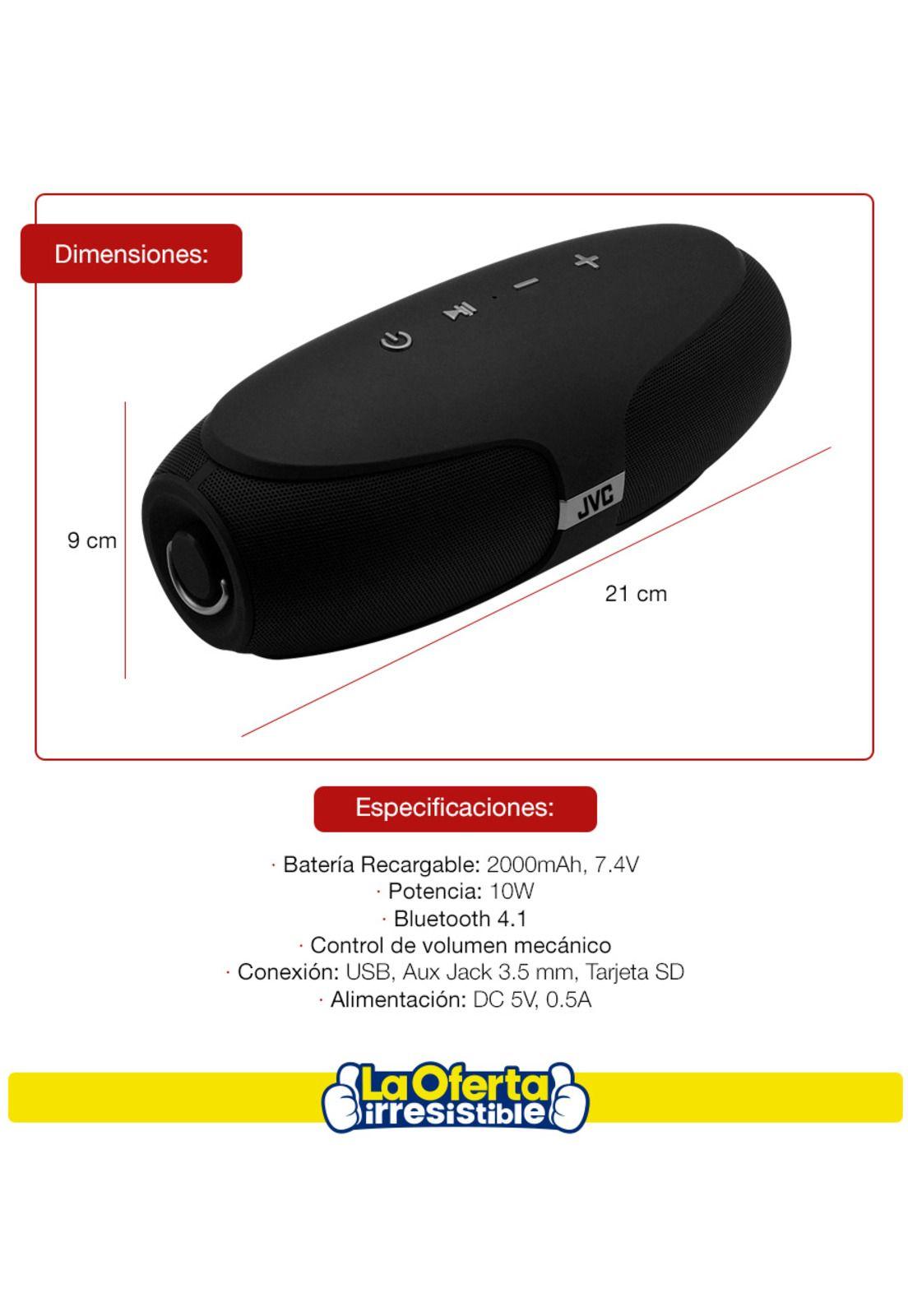 Parlante Inalámbrico JVC Portátil 10W Recargable Bluetooth Jack USB-2