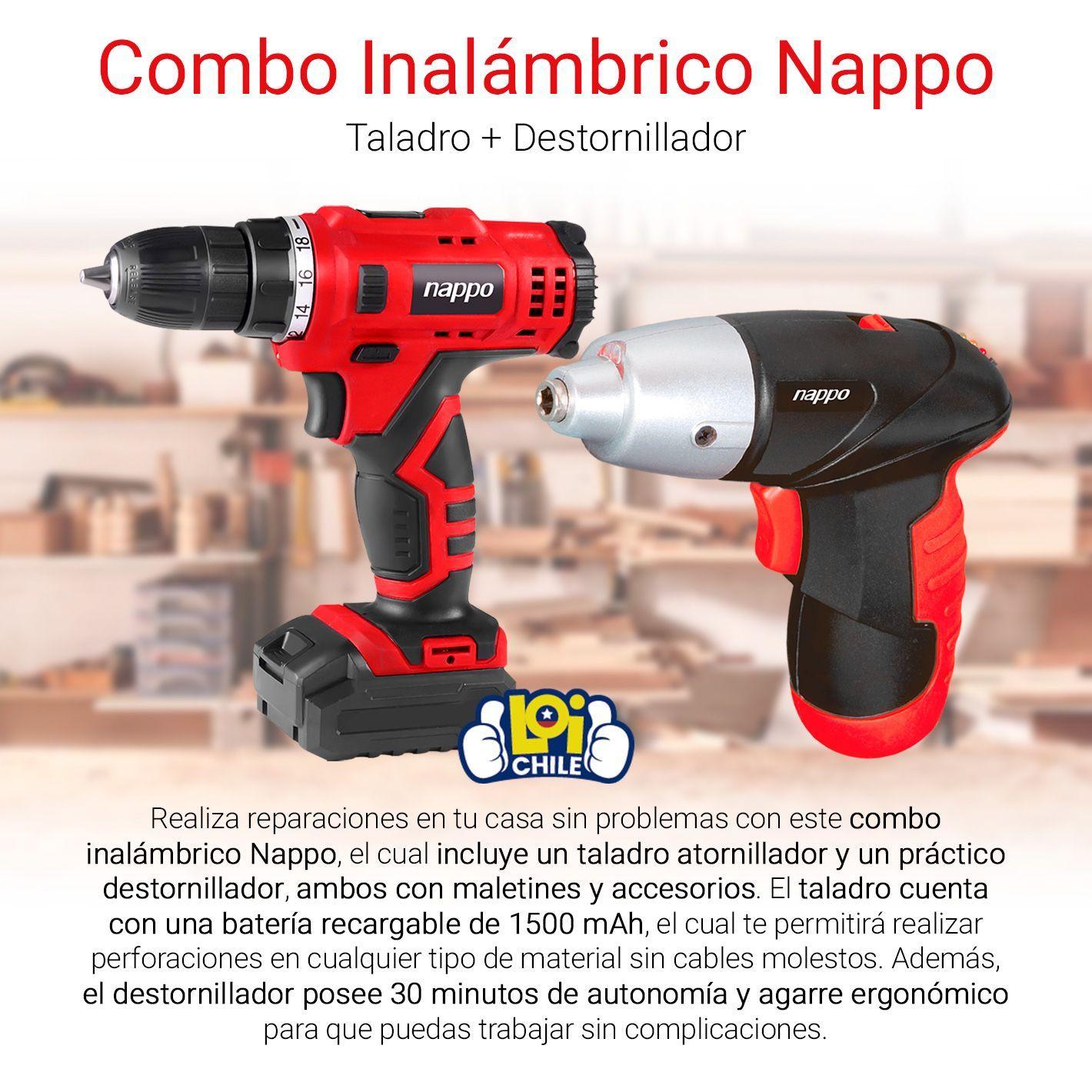 Kit Taladro y Destornillador Nappo Inalámbricos Recargables-1