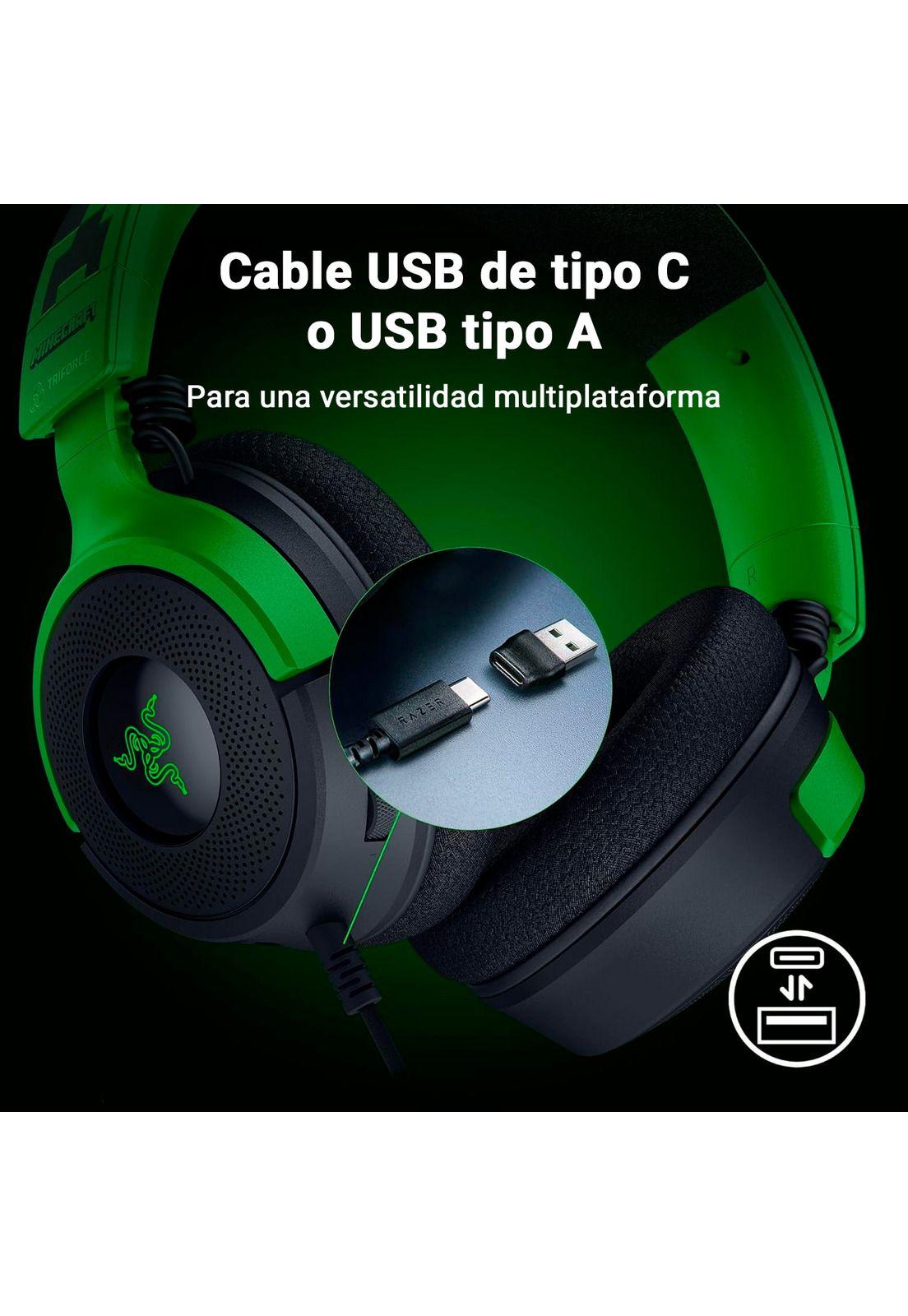 Audífonos Gamer Razer Kraken V4 X Minecraft Edition-6