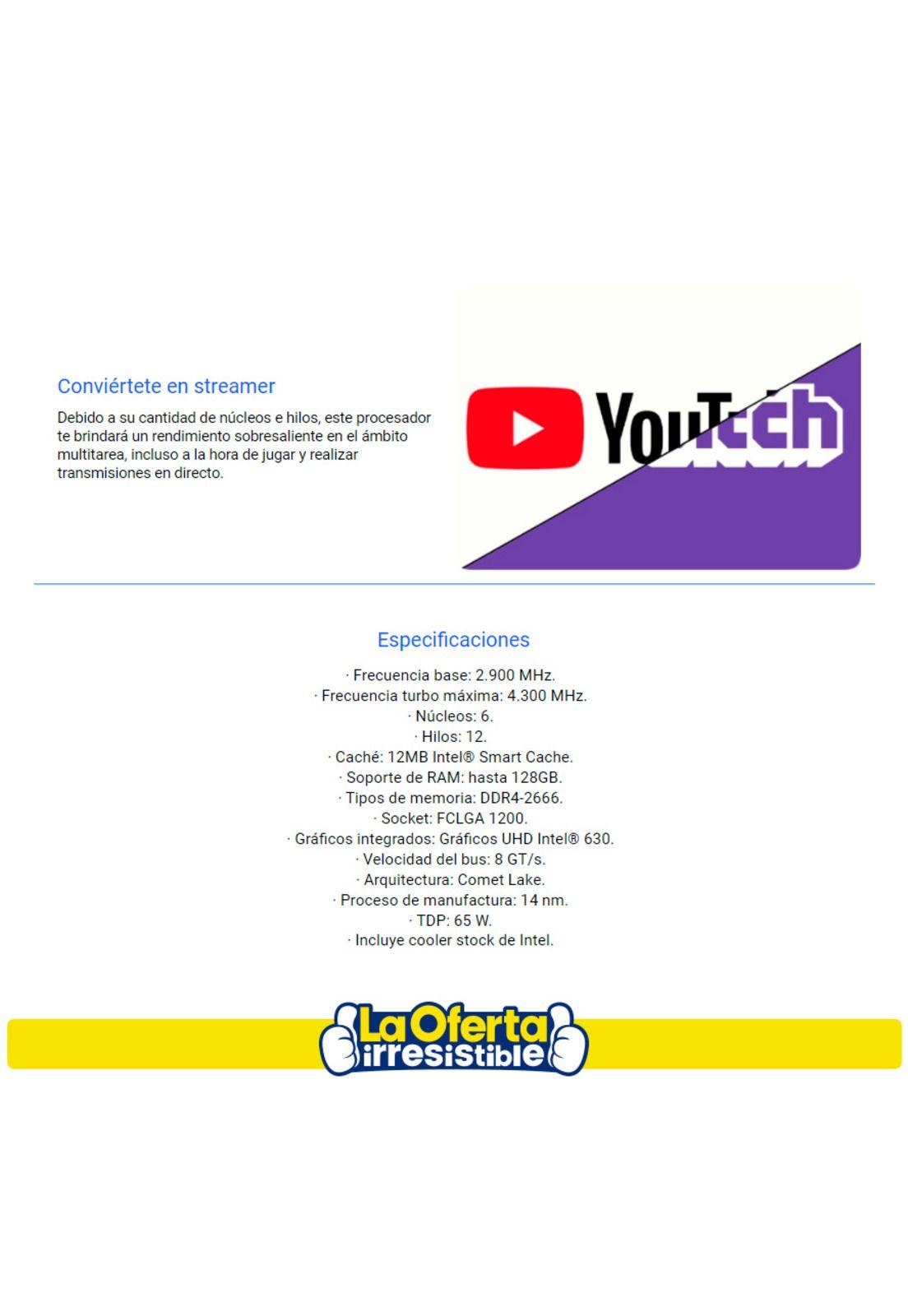 Procesador Intel Core i5-10400 6Core 2.9Ghz-3