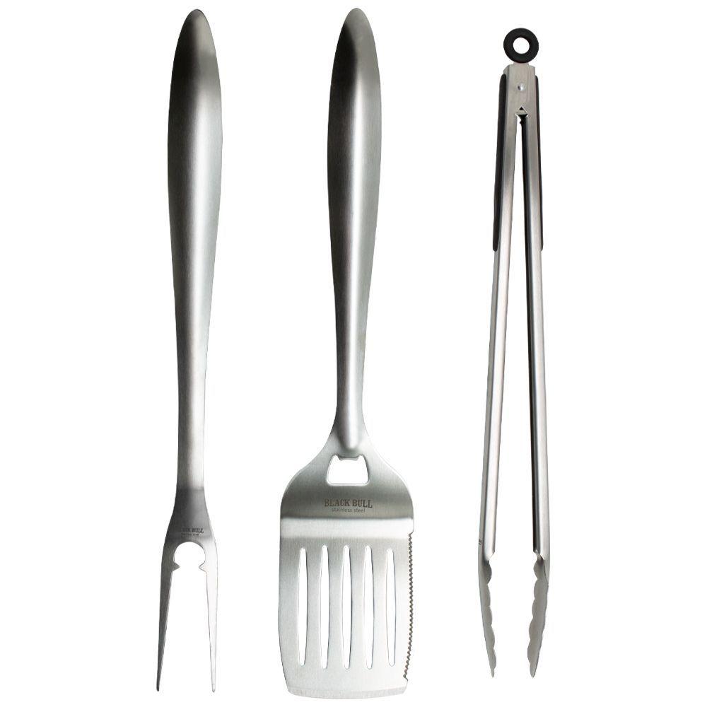 Set BBQ Espatula Pinza y Tenedor Blackbull Antideslizante-0