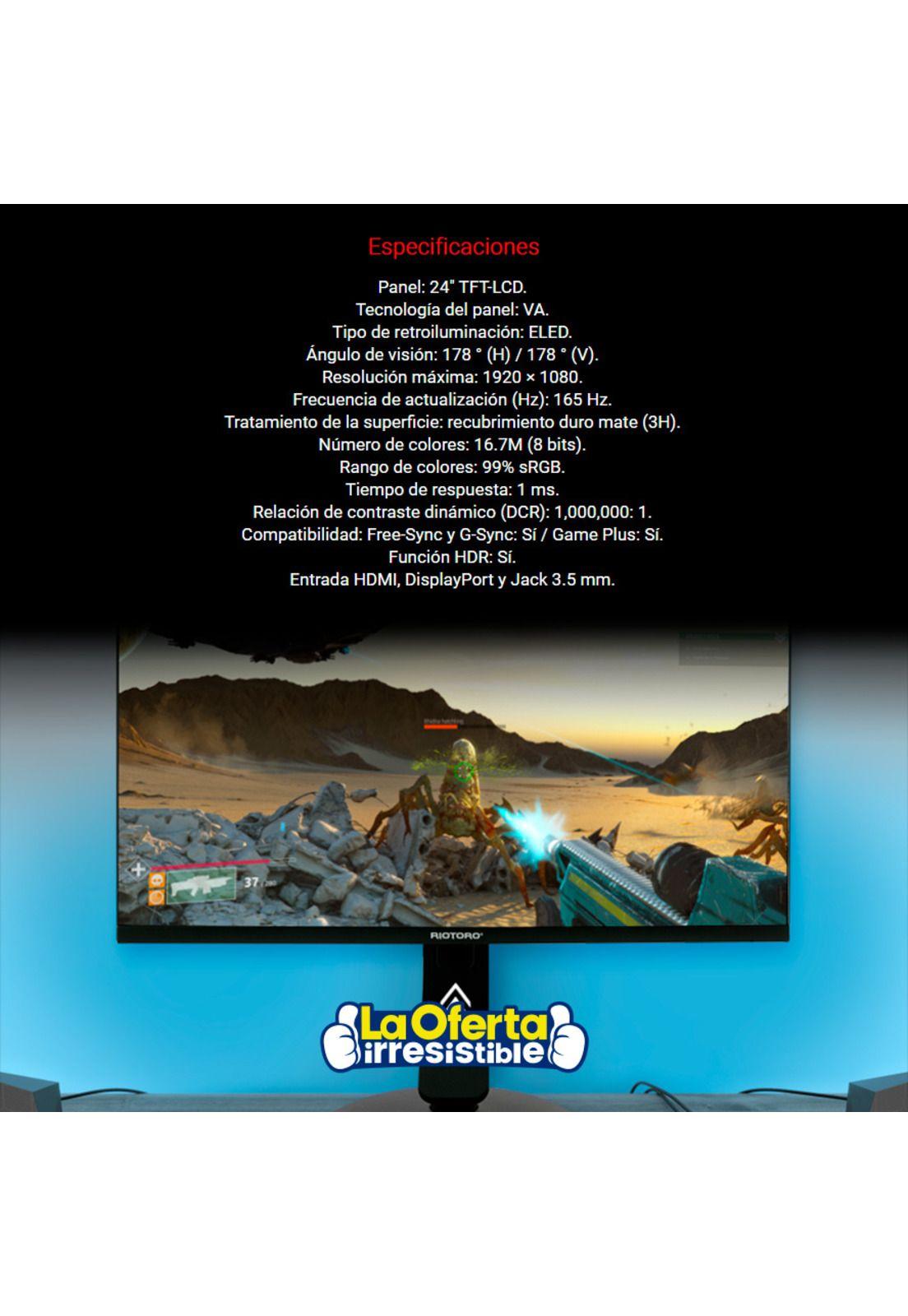 Monitor Gamer Riotoro Stingray FX24 24' 165Hz 1ms Base Giratoria-4