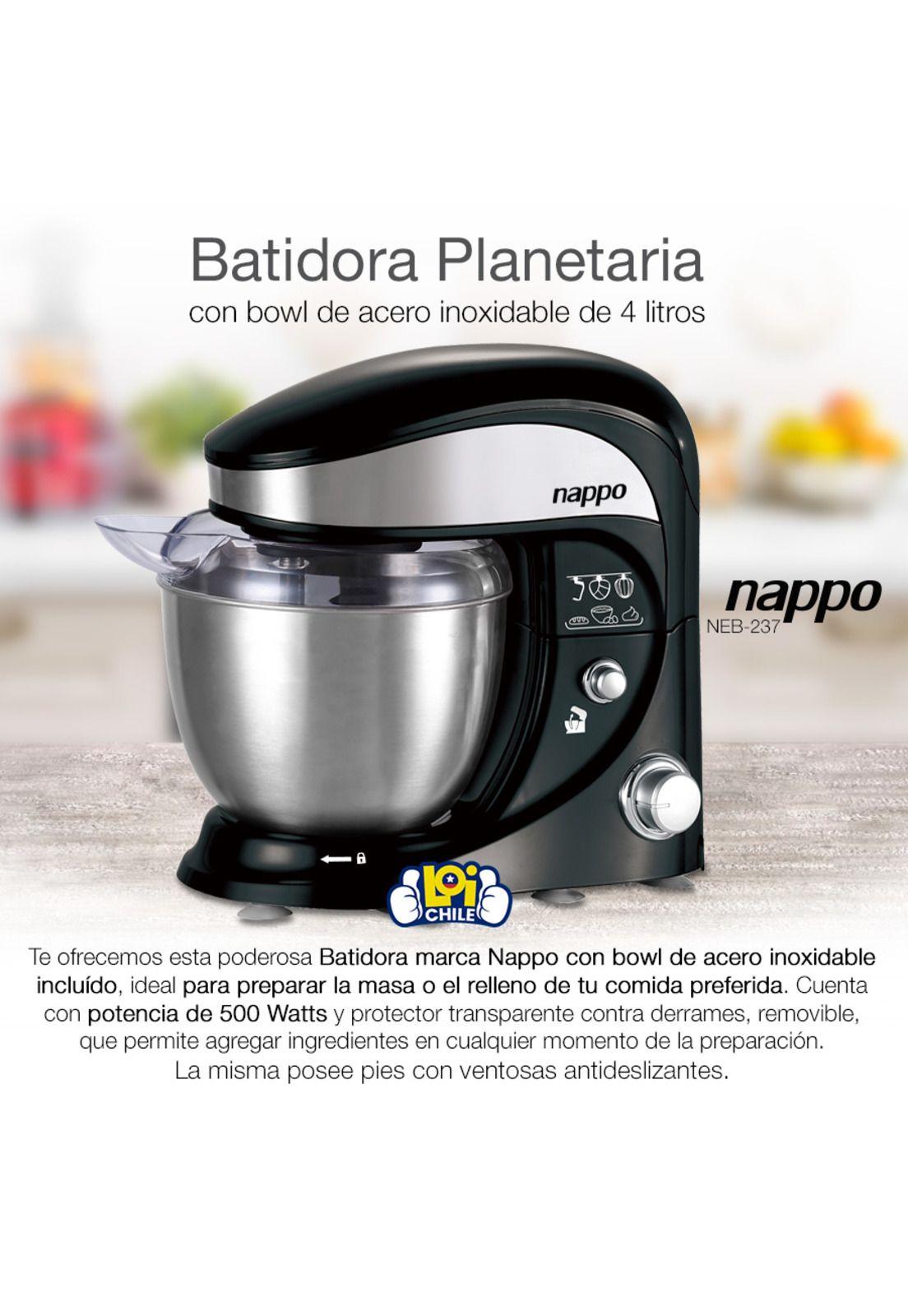Batidora Planetaria Nappo 500W Con Bowl De Acero 4L-1
