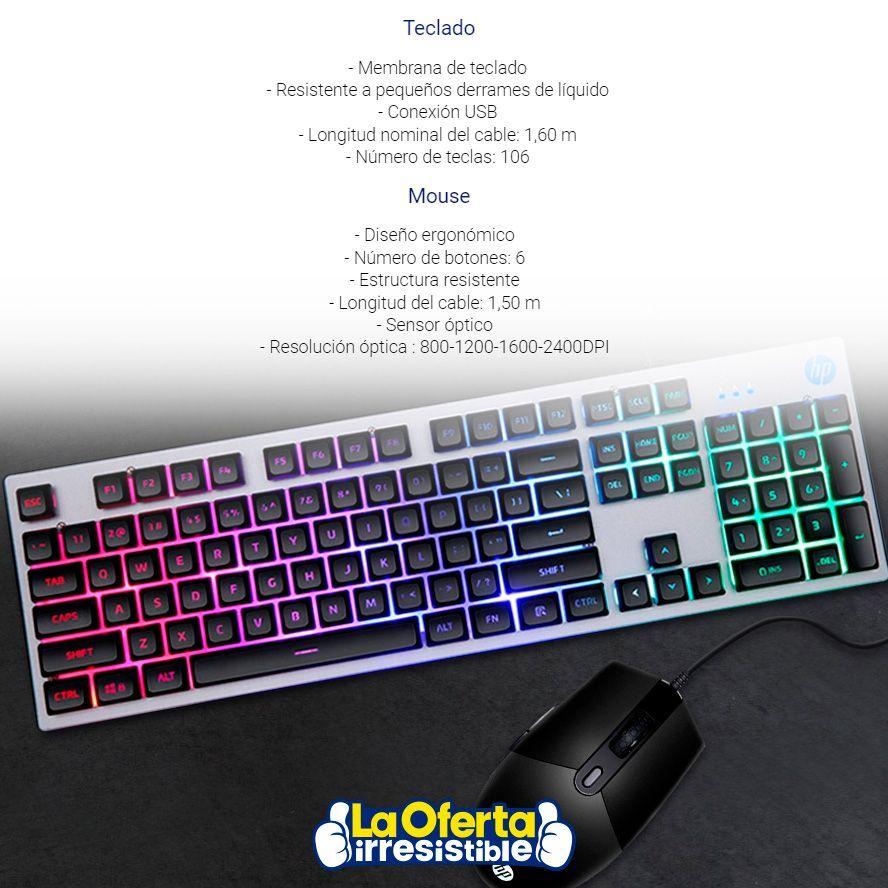 Kit Gamer HP Teclado Retroiluminado + Mouse Gamer DPI Ajustable KM300F-2