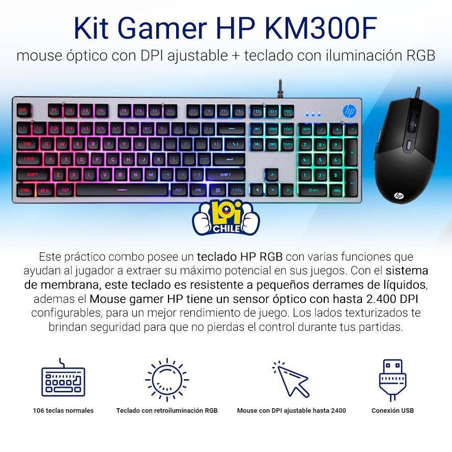 Kit Gamer HP Teclado Retroiluminado + Mouse Gamer DPI Ajustable KM300F-1