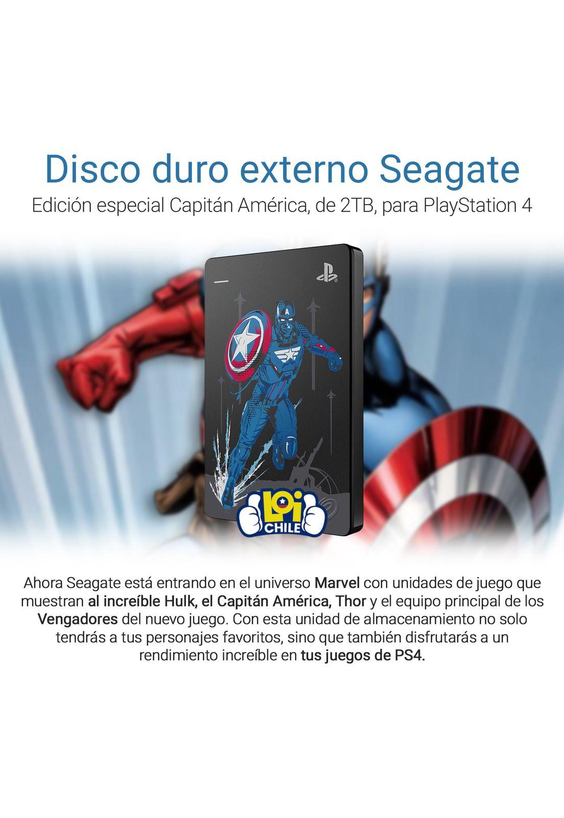Disco Duro Externo Seagate Marvel Capitan America Ps4 2Tb 2.5' Usb 3.1-1