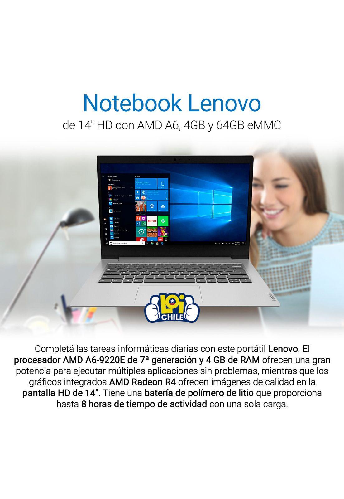 Notebook Lenovo AMD A6 4GB 64GB W10 14'-1