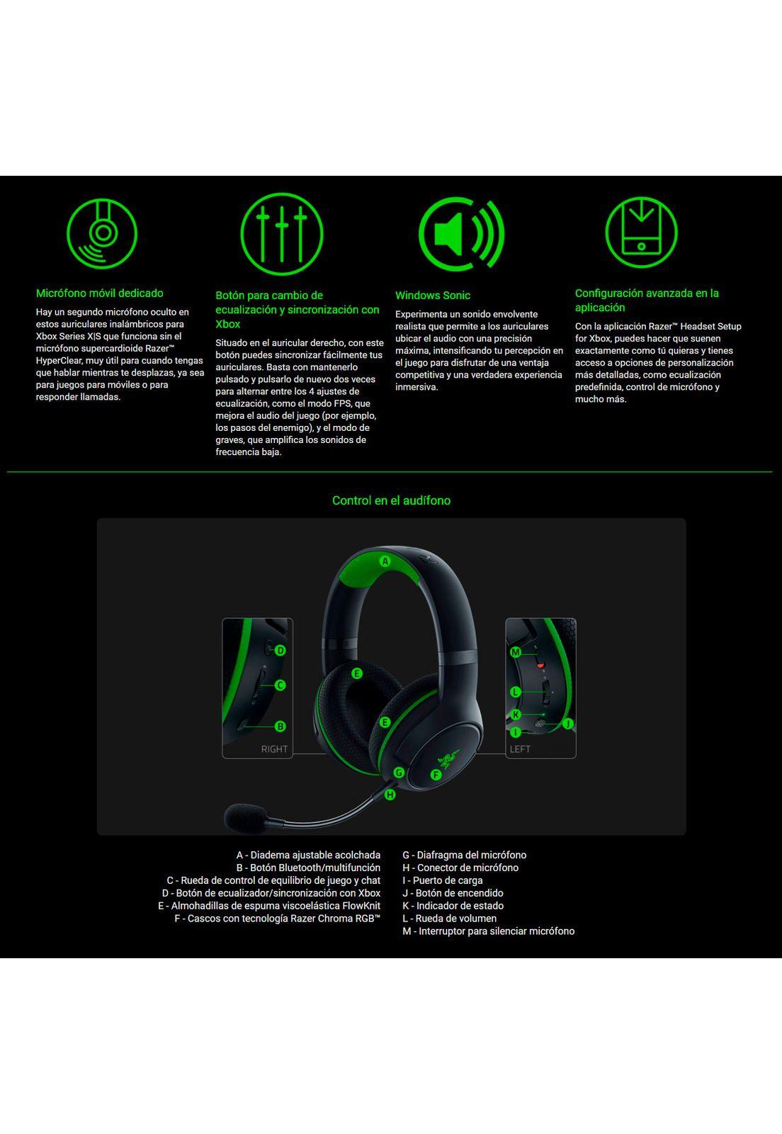 Audifonos Inalambricos Gamer Razer Kaira Pro Para Xbox-4