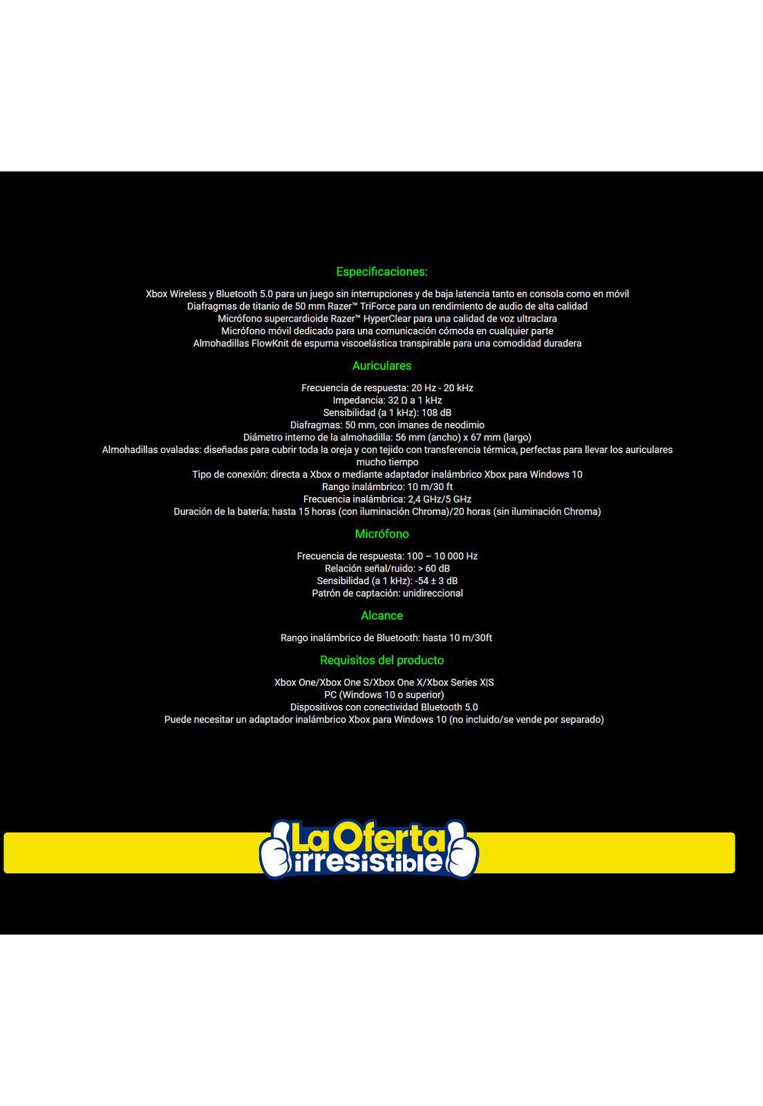 Audifonos Inalambricos Gamer Razer Kaira Pro Para Xbox-5