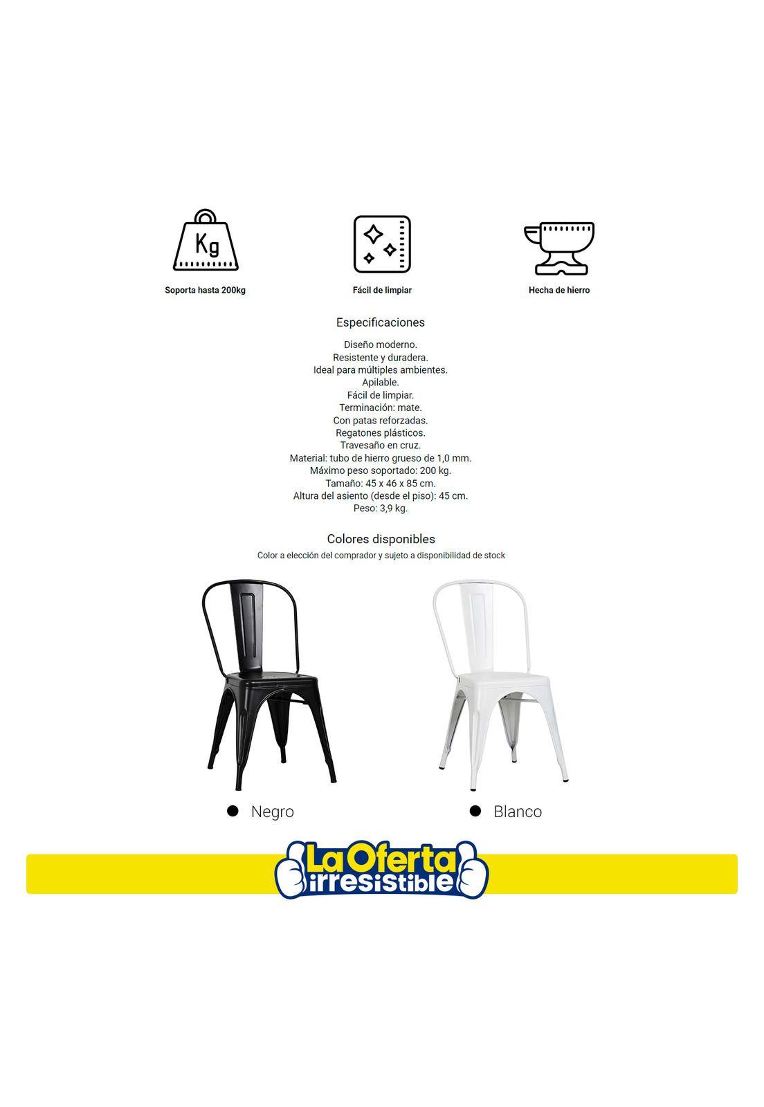 Silla de Metal Tolix Empoli Blanca Estilo Industrial-2