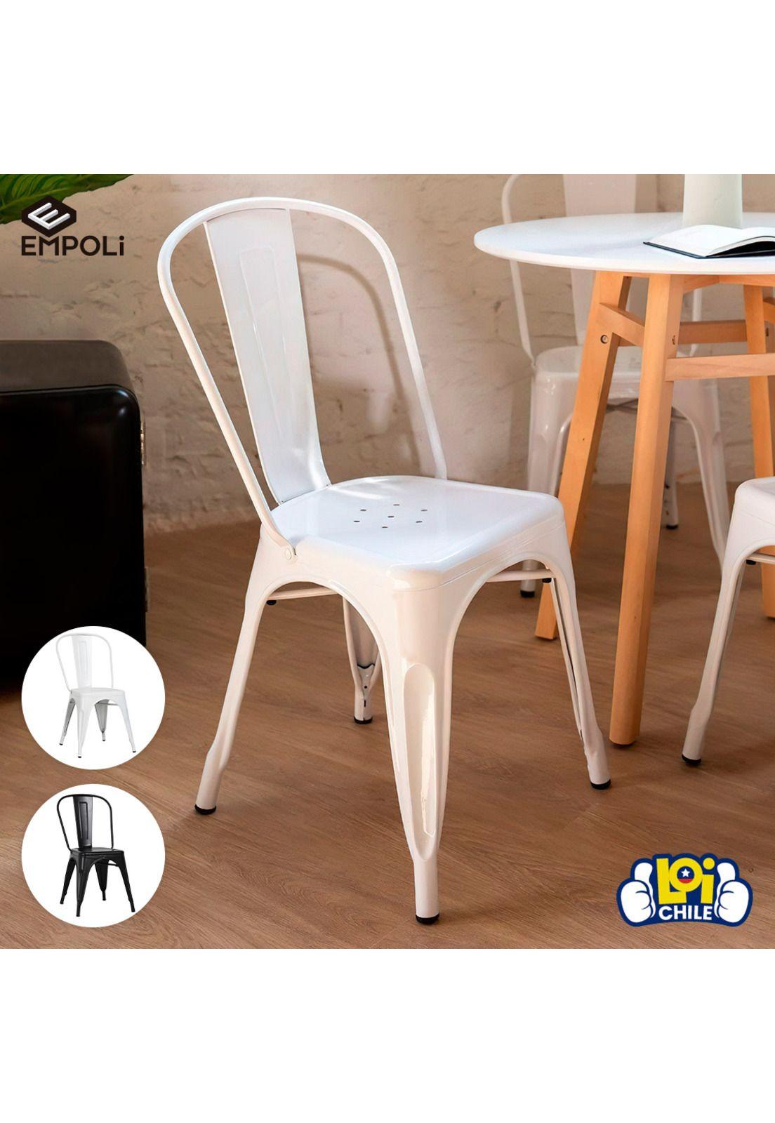 Silla de Metal Tolix Empoli Blanca Estilo Industrial-3