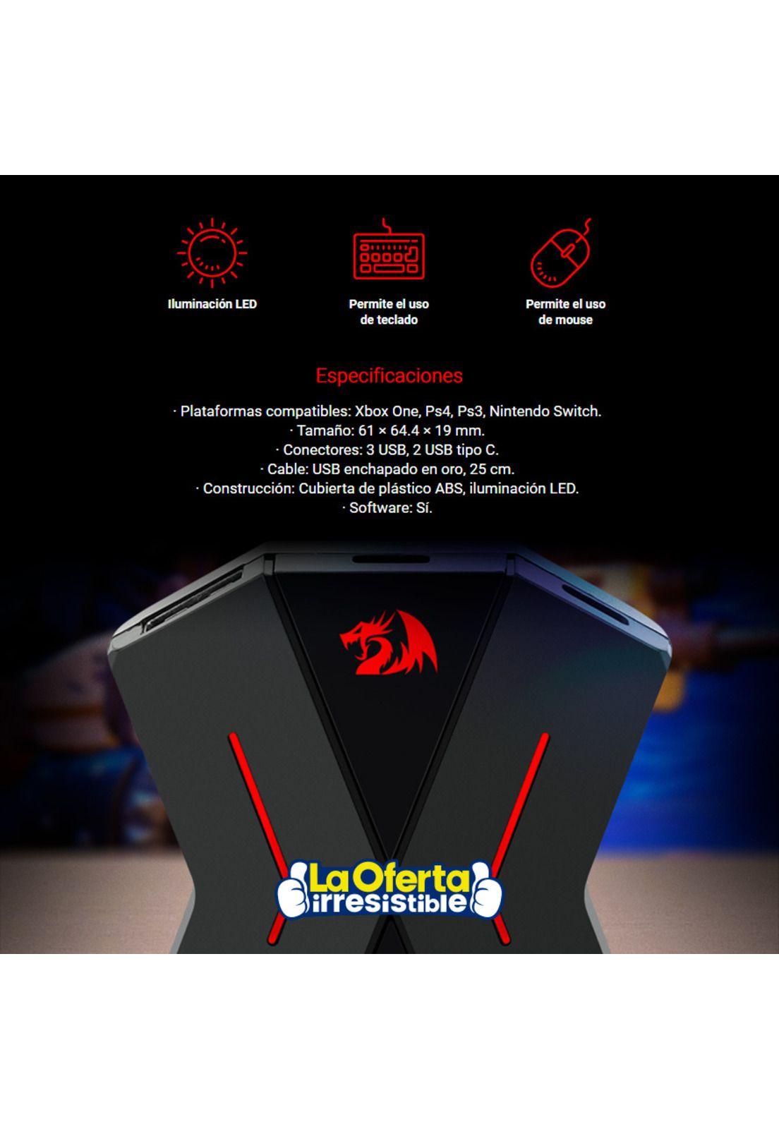 Conversor Redragon Para Xbox. PS, Switch Mouse y Teclados-2