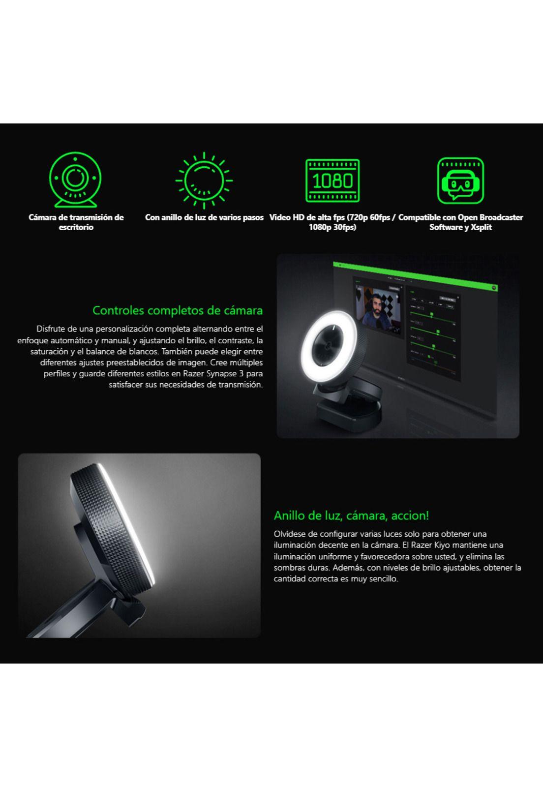 Cámara Web Streaming Gamer Razer Kiyo USB 4MP-2