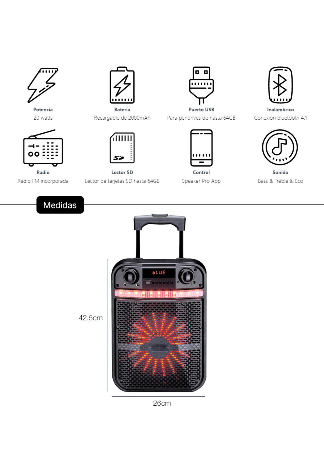 Parlante Bluetooth JVC Recargable Led Radio FM USB-2