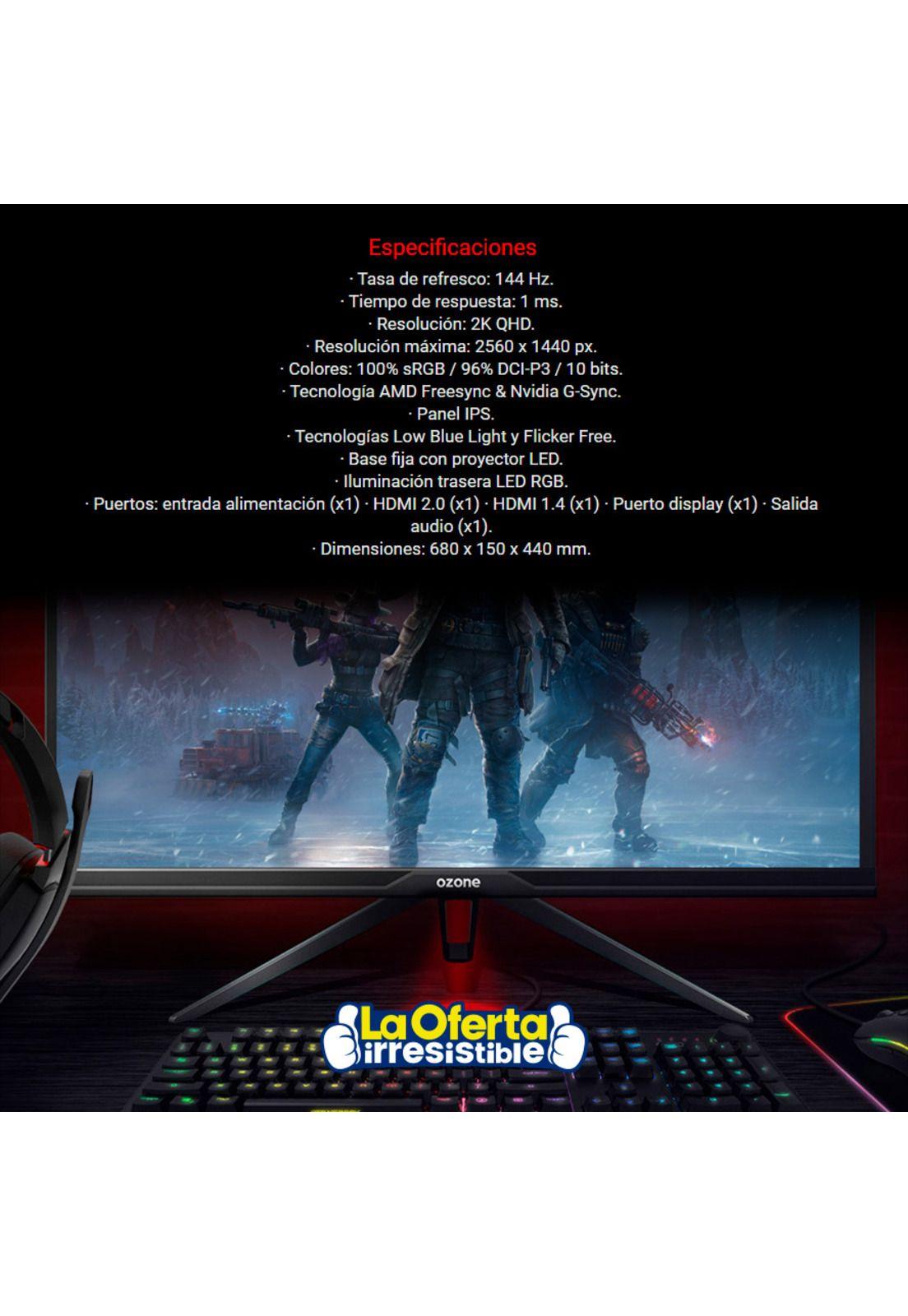 Monitor Gamer Ozone 27' DSP27 IPS 144Hz 1Ms-4
