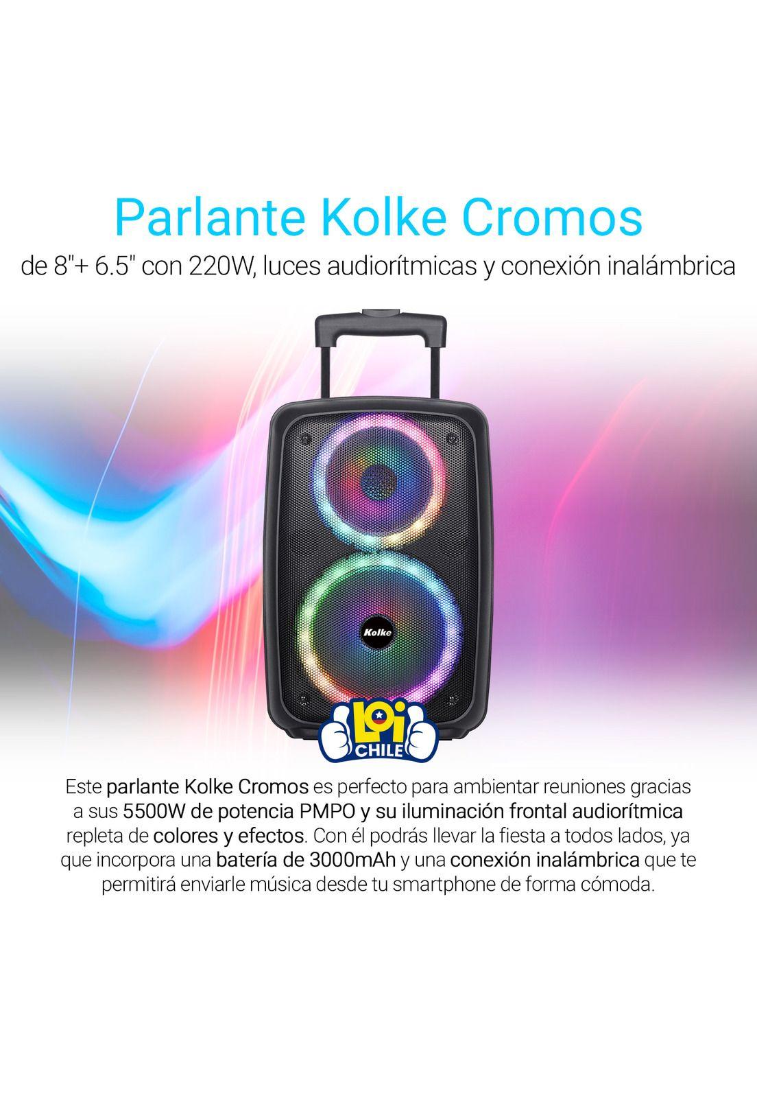 Parlante Bluetooth 8" Kolke Cromos Led TWS 220W Con Radio FM-1