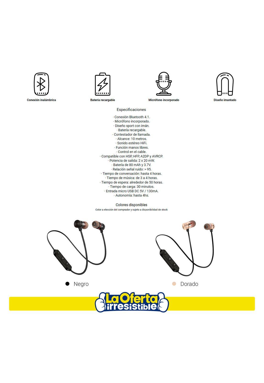 Audífonos Bluetooth Deportivos Recargables Kolke Dorado-2