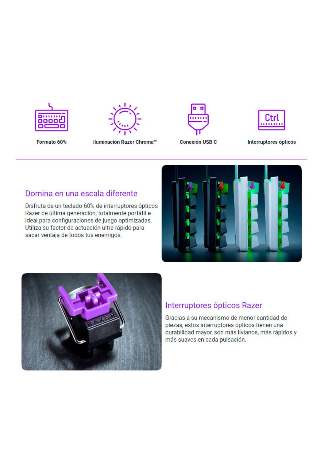 Teclado Razer Huntsman Mini Purple Switch Mercury-3
