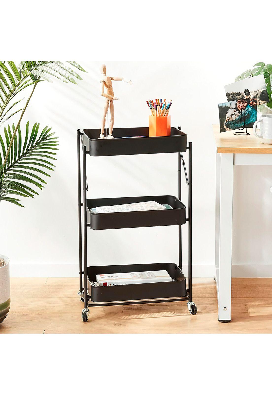 Mueble Organizador Plegable DecoTeam 3 Estantes con Ruedas-4