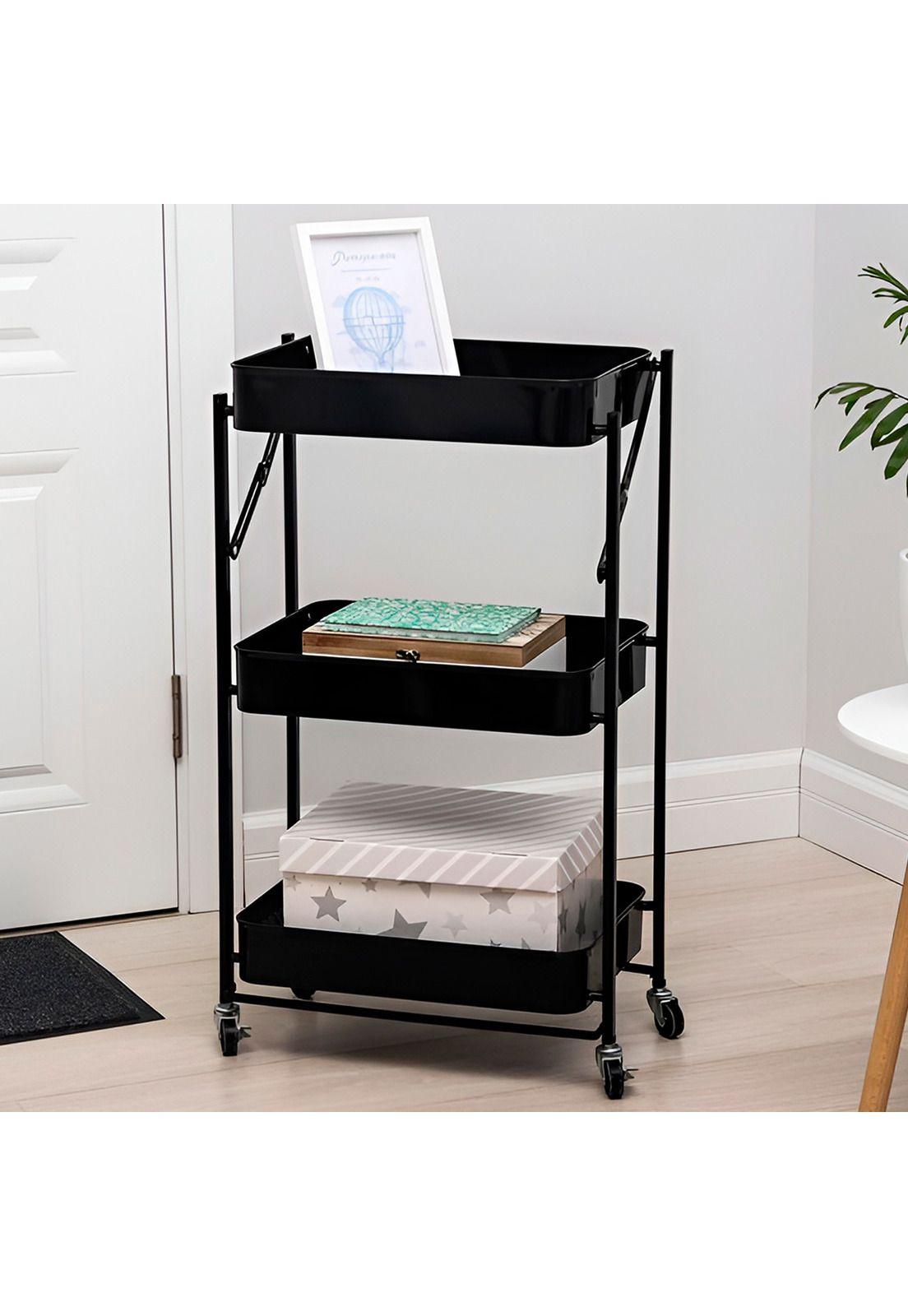 Mueble Organizador Plegable DecoTeam 3 Estantes con Ruedas-5