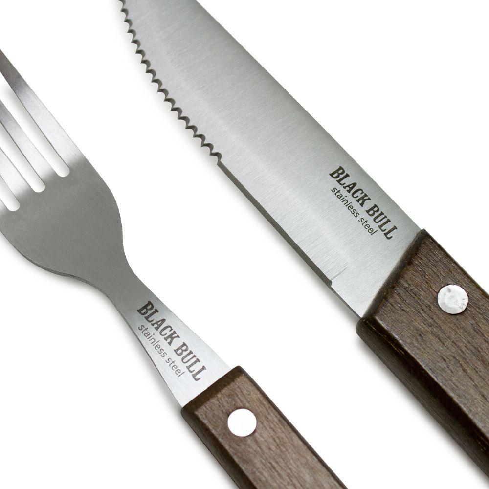 Set de Cubiertos 8 piezas BlackBull Mango Madera Acero Inox-1