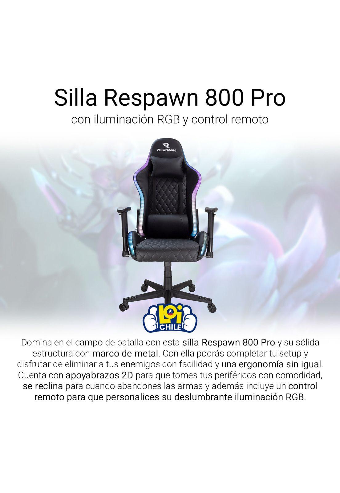 Silla Gamer Respawn 800 Pro RGB Negra Ergonómica Reclinable-1