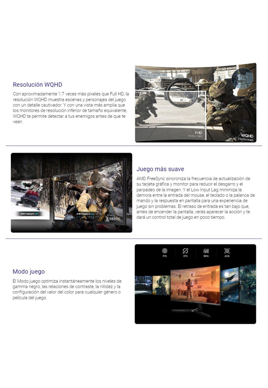 Monitor Gamer Curvo Samsung WQHD 27" 144Hz 2560x1440-3