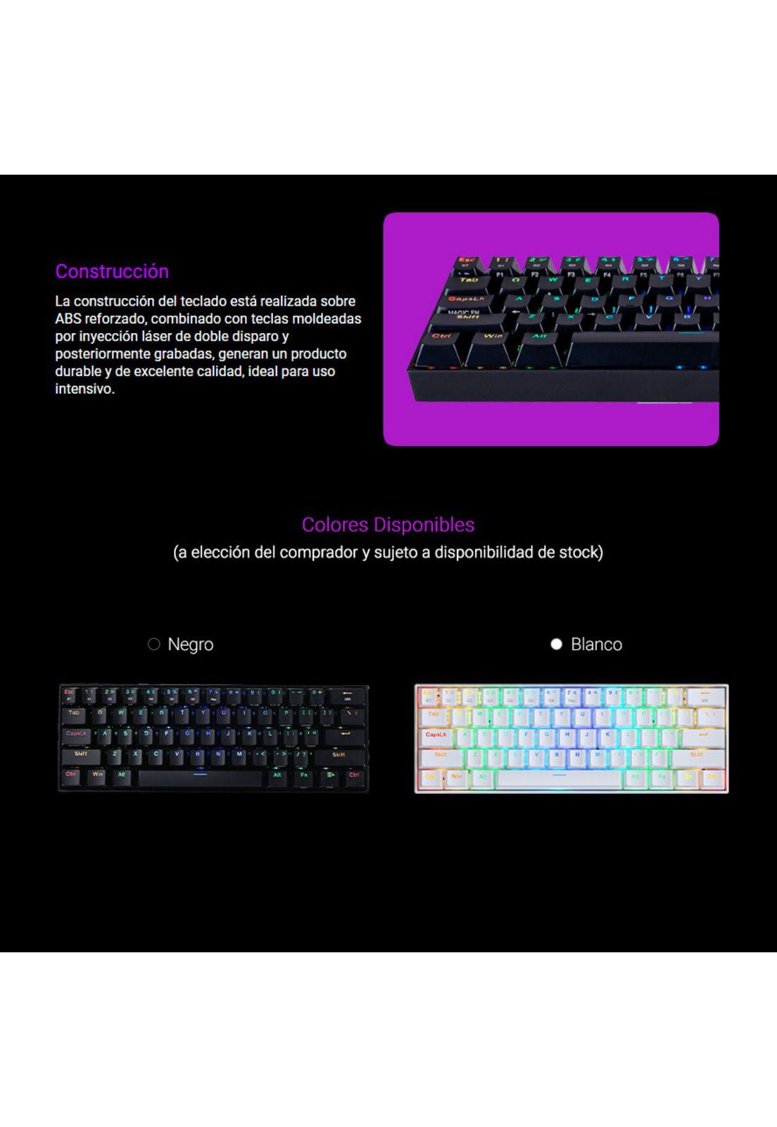 Teclado Gamer Mecanico Inalambrico Redragon Draconic K530 RGB-3