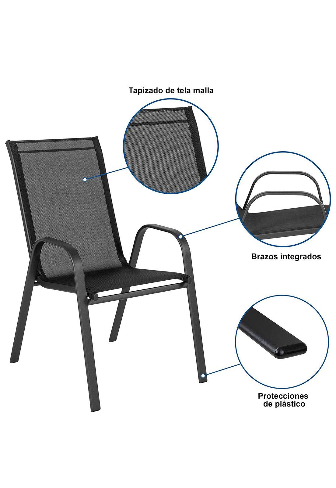 Juego de Terraza Jardín Mesa Vidrio 2 Sillas Impermeable-1