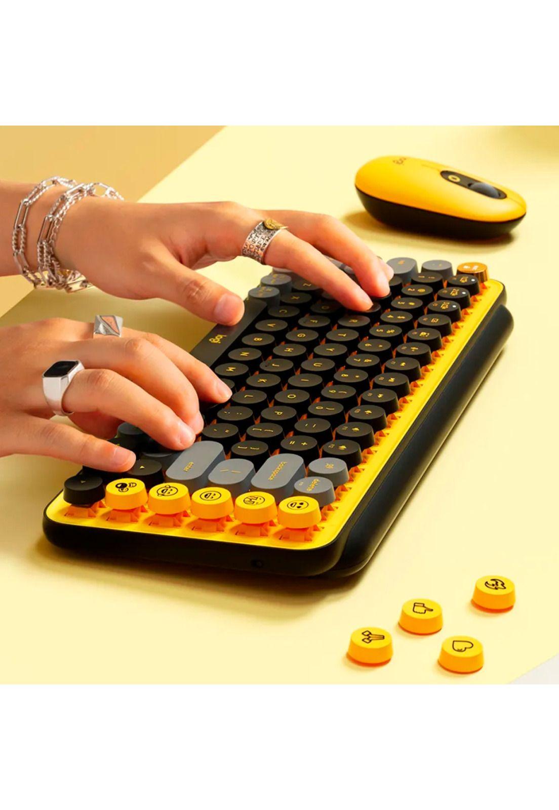 Teclado Inalámbrico Logitech Pop Keys Amarillo y Negro-7