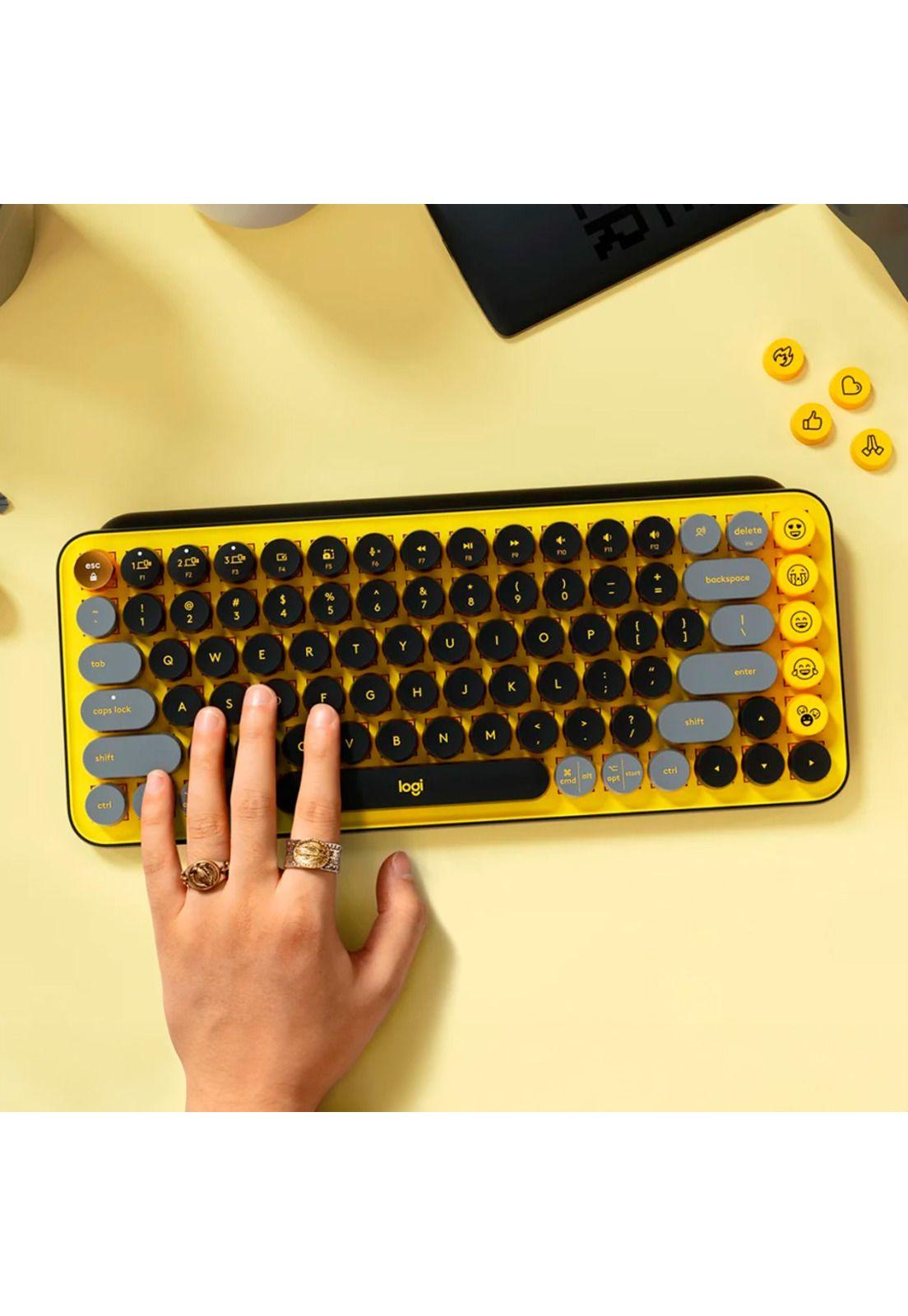 Teclado Inalámbrico Logitech Pop Keys Amarillo y Negro-8