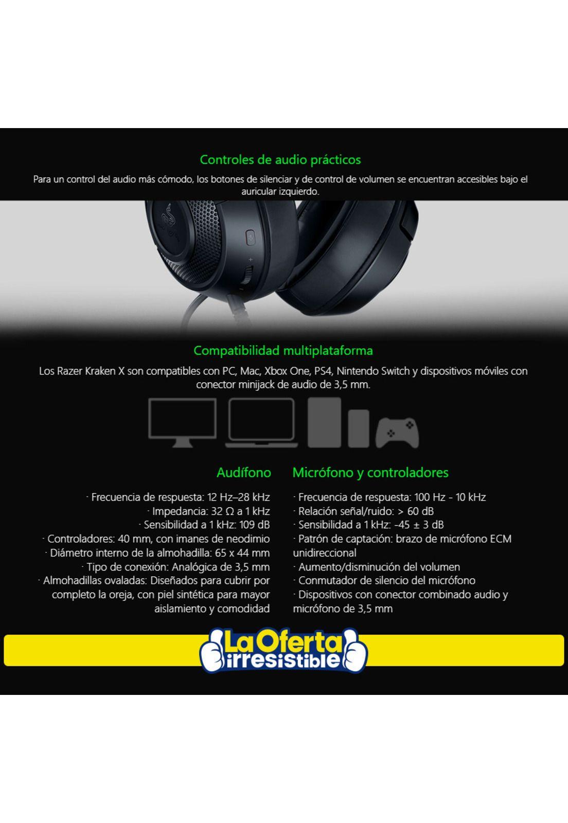 Audífonos Gamer Razer Kraken X 7,1 Ps4 Switch Xbox Pc Mac-4